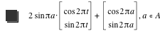 2*sin(pi*a)*vector(cos(2*pi*t),sin(2*pi*t))+vector(cos(2*pi*a),sin(2*pi*a)),in(a,A)