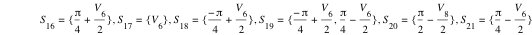 S_16=set(pi/4+V_6/2),S_17=set(V_6),S_18=set(-pi/4+V_6/2),S_19=set(-pi/4+V_6/2,pi/4-V_6/2),S_20=set(pi/2-V_8/2),S_21=set(pi/4-V_6/2)