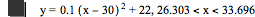 y=0.1*[x-30]^2+22,26.303<x<33.696