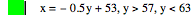 x=-(0.5*y)+53,y>57,y<63