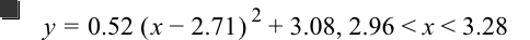 y=0.52*[x-2.71]^2+3.08,2.96<x<3.28