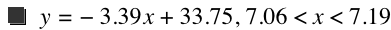 y=-(3.39*x)+33.75,7.06<x<7.19