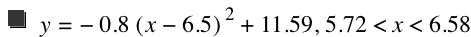 y=-(0.8*[x-6.5]^2)+11.59,5.72<x<6.58