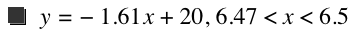 y=-(1.61*x)+20,6.47<x<6.5