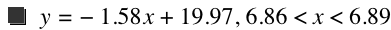 y=-(1.58*x)+19.97,6.86<x<6.89