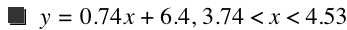 y=0.74*x+6.4,3.74<x<4.53