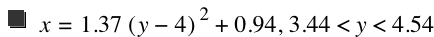 x=1.37*[y-4]^2+0.9399999999999999,3.44<y<4.54