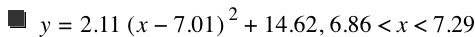 y=2.11*[x-7.01]^2+14.62,6.86<x<7.29