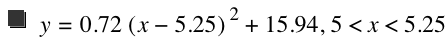 y=0.72*[x-5.25]^2+15.94,5<x<5.25