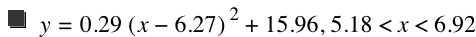 y=0.29*[x-6.27]^2+15.96,5.18<x<6.92