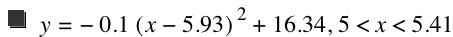 y=-(0.1*[x-5.93]^2)+16.34,5<x<5.41