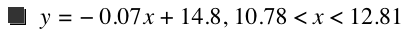 y=-(0.07000000000000001*x)+14.8,10.78<x<12.81