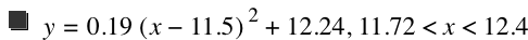 y=0.19*[x-11.5]^2+12.24,11.72<x<12.4