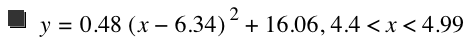 y=0.48*[x-6.34]^2+16.06,4.4<x<4.99