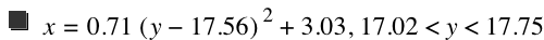 x=0.71*[y-17.56]^2+3.03,17.02<y<17.75