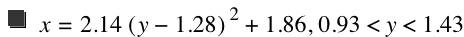 x=2.14*[y-1.28]^2+1.86,0.93<y<1.43