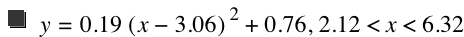 y=0.19*[x-3.06]^2+0.76,2.12<x<6.32