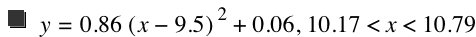 y=0.86*[x-9.5]^2+0.06,10.17<x<10.79