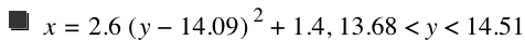 x=2.6*[y-14.09]^2+1.4,13.68<y<14.51