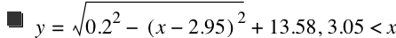 y=sqrt(0.2^2-[x-2.95]^2)+13.58,3.05<x