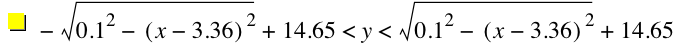 -sqrt(0.1^2-[x-3.36]^2)+14.65<y<sqrt(0.1^2-[x-3.36]^2)+14.65