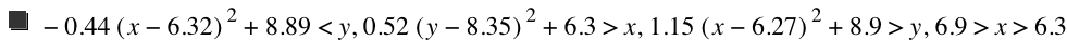 -(0.44*[x-6.32]^2)+8.890000000000001<y,0.52*[y-8.35]^2+6.3>x,1.15*[x-6.27]^2+8.9>y,6.9>x>6.3