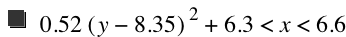 0.52*[y-8.35]^2+6.3<x<6.6