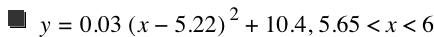 y=0.03*[x-5.22]^2+10.4,5.65<x<6