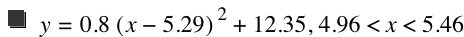 y=0.8*[x-5.29]^2+12.35,4.96<x<5.46