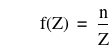 function(f,Z)=n/Z